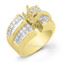 14k Yellow Gold Modern Style Princess Cut Diamond Engagement Ring