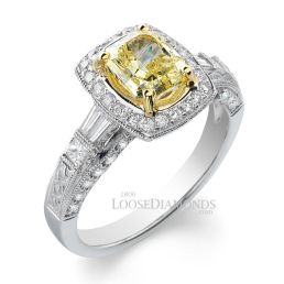 Platinum Vintage Art Deco Style Diamond Halo Engagement Ring