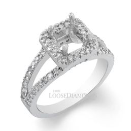 Platinum Modern Style Split Shank Diamond Halo Engagement Ring