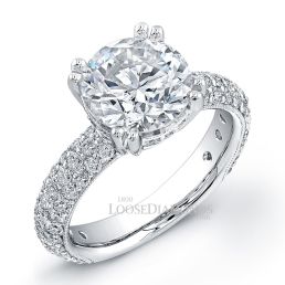 14k White Gold Classic Style Engraved Diamond Engagement Ring