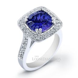 14k White Gold Vintage Style Halo Diamond Engagement Ring
