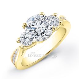 14k Yellow Gold Classic Style 3-Stone Diamond Engagement Ring