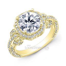 14k Yellow Gold Vintage Style Diamond Engagement Ring