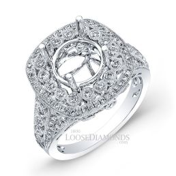 14k White Gold Vintage Style Diamonds Engagement Ring
