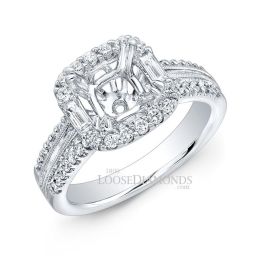 18k White Gold Modern Style Diamond Halo Engagement Ring