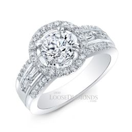 14k White Gold Modern Style Diamond Engagement Ring
