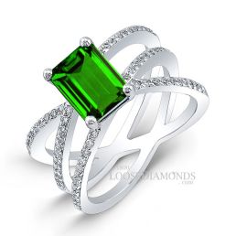 14k White Gold Art Deco Style Tri-Shank Diamond Engagement Ring