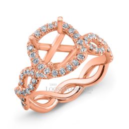 14k Rose Gold Art Deco Style Twisted Shank Diamond Halo Engagement Ring