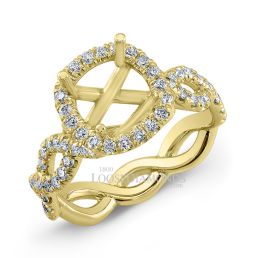 14k Yellow Gold Art Deco Style Twisted Shank Diamond Halo Engagement Ring