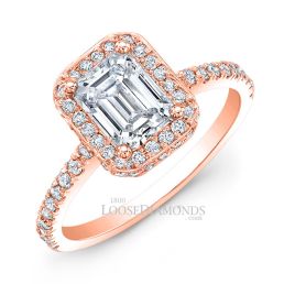 14k Rose Gold Modern Style Cathedral Diamond Halo Engagement Ring