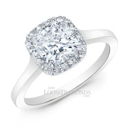 14k White Gold Classic Style Petite Diamond Halo Engagement Ring