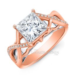 14k Rose Gold Art Deco Style Twisted Shank Diamond Engagement Ring
