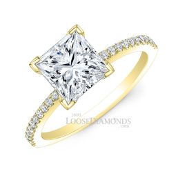 18k Yellow Gold Modern Style Petite Diamond Engagement Ring