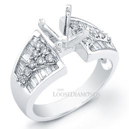 14k White Gold Art Deco Style Diamond Engagement Ring