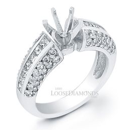 14k White Gold Classic Style 3-Row Diamond Engagement Ring