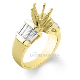 18k Yellow Gold Modern Style Baguette Diamond Engagement Ring