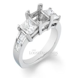 18k White Gold Modern Style 3-Stone Princess Diamond Engagement Ring