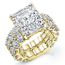 18k Yellow Gold Modern Style 2-Row Diamond Engagement Ring