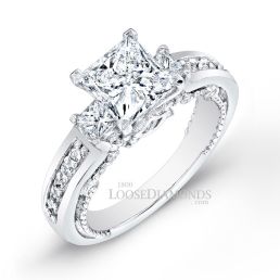 18k White Gold Vintage Style Diamond Engagement Ring