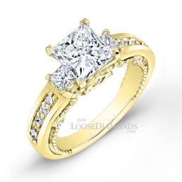 18k Yellow Gold Vintage Style Diamond Engagement Ring