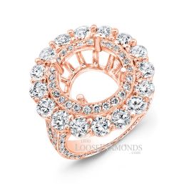 18k Rose Gold Classic Style Hand Engraved Diamond Halo Engagement Ring
