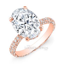 18k Rose Gold Classic Style Eternity Diamond Engagement Ring
