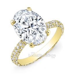 18k Yellow Gold Classic Style Eternity Diamond Engagement Ring