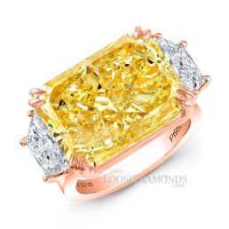 18k Rose Gold Modern Style Trapezoid Diamond 3-Stone Engagement Ring