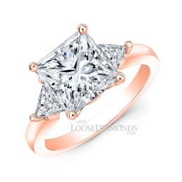 18k Rose Gold Classic Style 3-Stone Diamond Engagement Ring