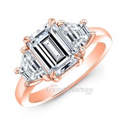 18k Rose Gold Modern Style 3-Stone Diamond Ring