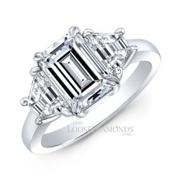 18k White Gold Modern Style 3-Stone Diamond Ring