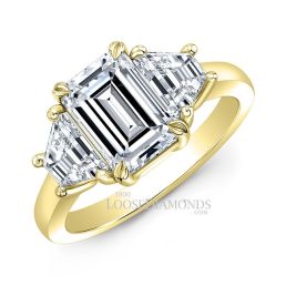 18k Yellow Gold Modern Style 3-Stone Diamond Ring
