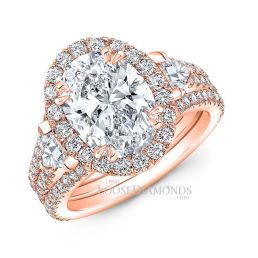 18k Rose Gold Modern Style Diamond Halo Engagement Ring