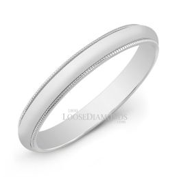 14k White Gold 3mm Engraved Comfort Fit White Gold Wedding Band