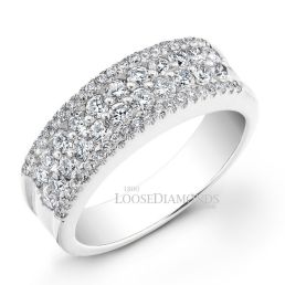 14k White Gold Modern Style Two Row Diamond Wedding Ring