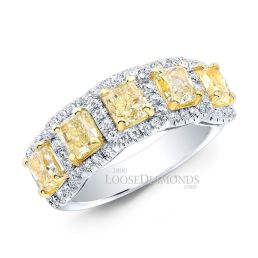 14k White Gold Modern Style Fancy Intense Yellow Diamond Ring