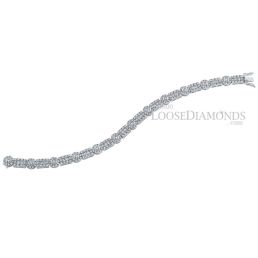14k White Gold Vintage Style Round & Princess Cut Diamond Bracelet