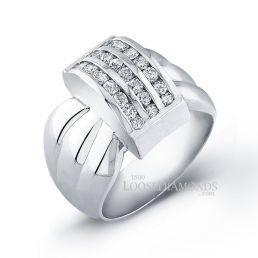14k White Gold Modern Style Three-Row Diamond Cocktail Ring