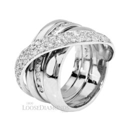14k White Gold Modern Style 2-Tone Gold and Diamond Cocktail Ring