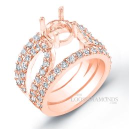 14k Rose Gold Modern Style Split Shank Diamond Engagement Ring