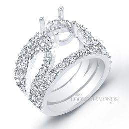 14k White Gold Modern Style Split Shank Diamond Engagement Ring