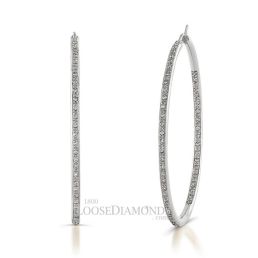 Platinum Modern Style InsideOut Diamond Hoop Earrings