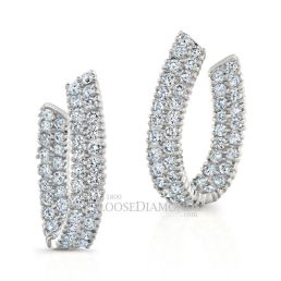 14k White Gold Modern Style Inside Out Diamond Earrings