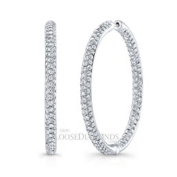 14k White Gold Inside-Out Diamond Hoop Earrings