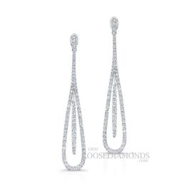 14k White Gold Modern Style Tear Drop Diamond Earrings