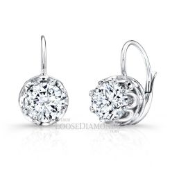 14k White Gold Modern Style Round Diamond Earrings