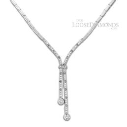 14k White Gold 17 Inch Round Diamond Necklace