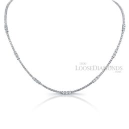 14k White Gold Classic Style Diamond Tennis Necklace