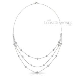 14k White Gold Art Deco Style Two Tone Gold Diamond By The Yard Necklace