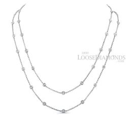 14k White Gold Classic Style Two-Row Diamond by the Yard Necklace